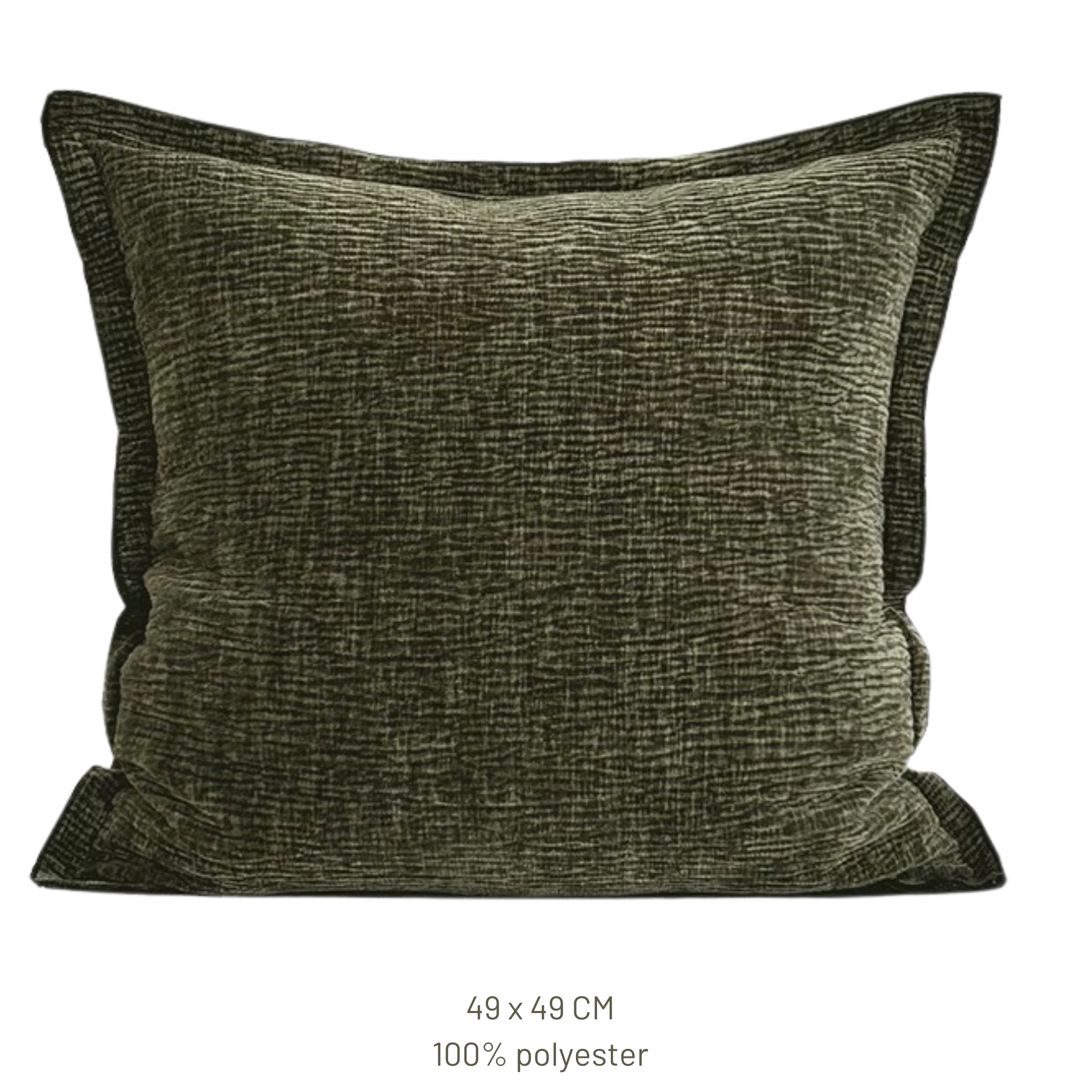 Textured green pillow with 'Beacon' branding on a white background