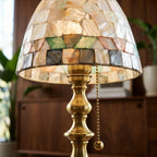 Small Shell Mosaic Table Lamp, bronze-gold base, photo 10