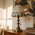 Small Shell Mosaic Table Lamp, bronze-gold base, photo 7